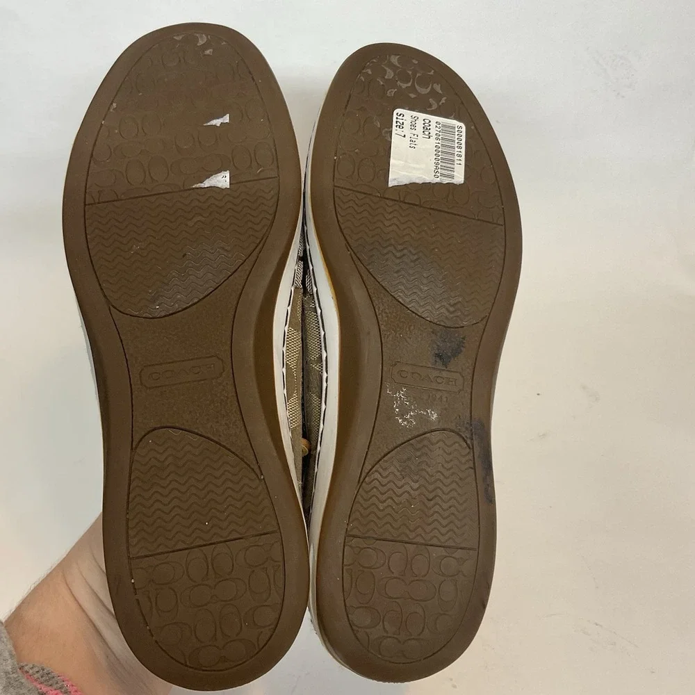 Coach Richelle‎ Topsider Boat Shoes Canvas Leather brown Womens Size 7B Monogram